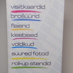 X-banner graphic on PVC material